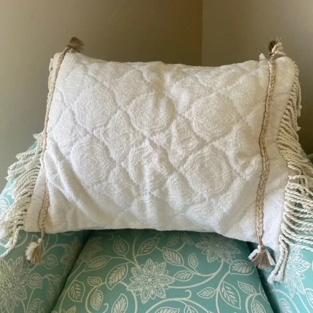 Anthropologie Tassel Textured Pillow Sham